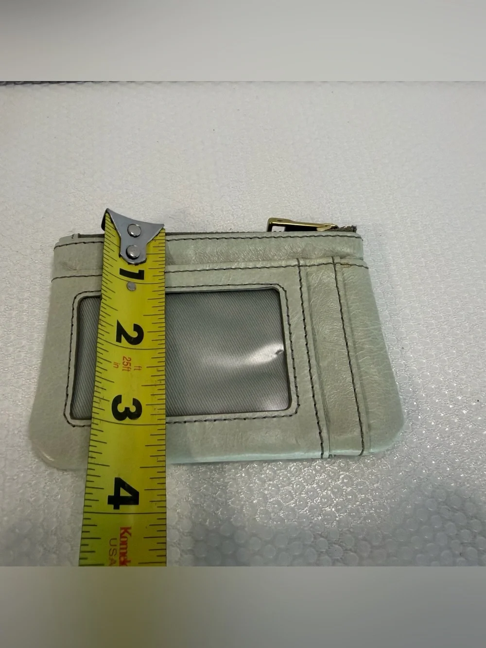 Fossil Sage Green Zip Wallet with Gold Accent